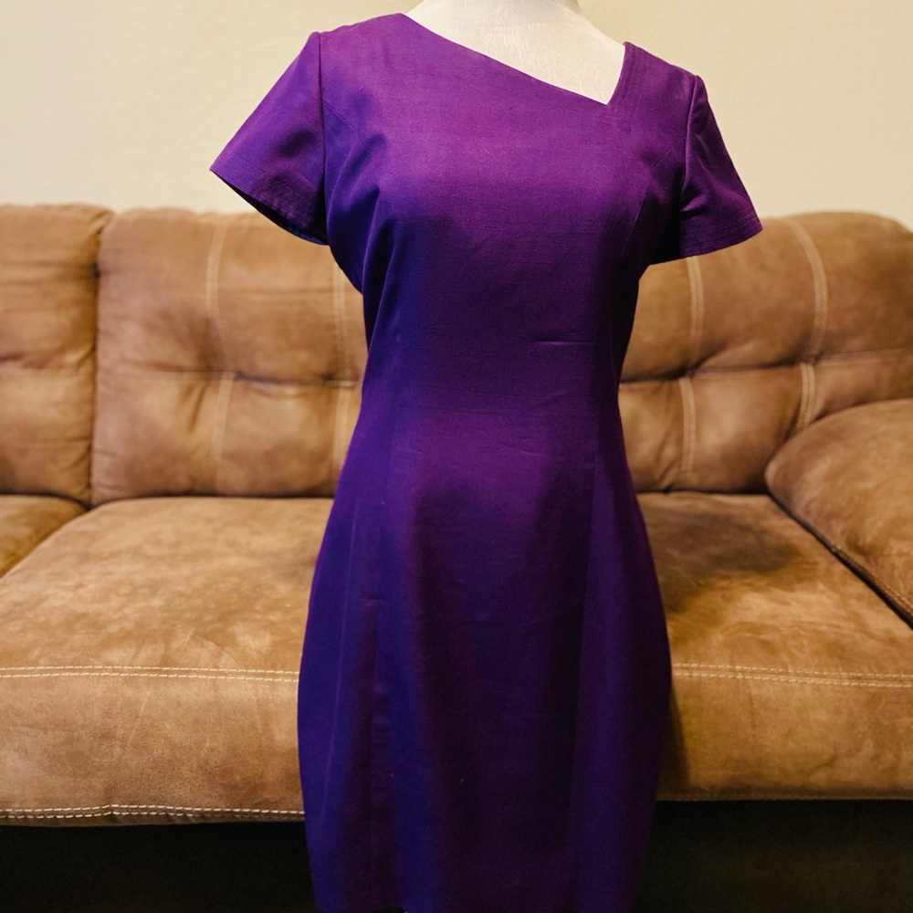 Purple Adrianna Papell 100% Silk Lining Dress Size 6 Midi Dress